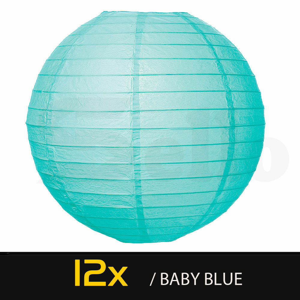 12" Paper Lanterns for Wedding Party Festival Decoration - Blue and White Colours