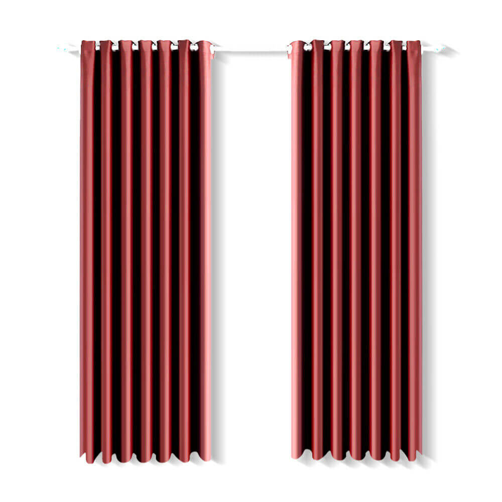 2x Blockout Curtains Panels Blackout 3 Layers Eyelet Room Darkening  140x230cm