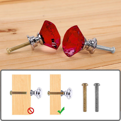 10 Pcs 40mm Clear Diamond Shape Glass Door Knob Drawer Cabinet Handle