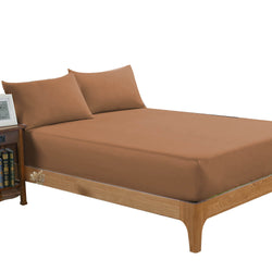 Ultra Soft Fitted Bed Sheet with one Pillow Case King Single Chocolate