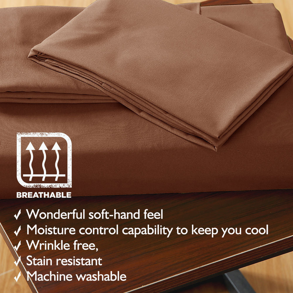 Ultra Soft Fitted Bed Sheet with one Pillow Case King Single Chocolate