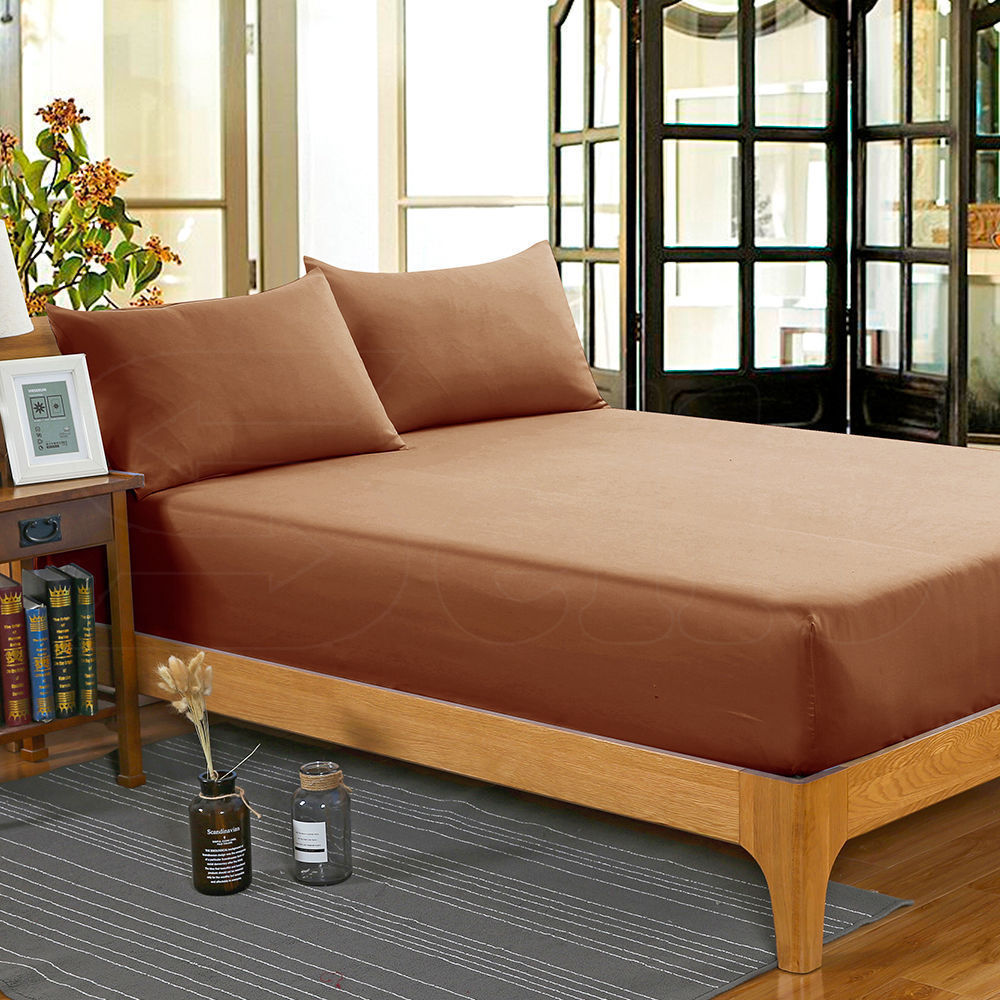 Ultra Soft Fitted Bed Sheet with one Pillow Case King Single Chocolate