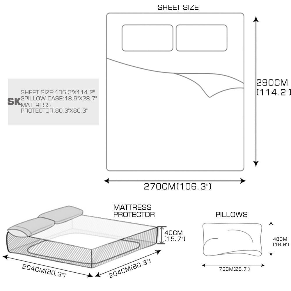 Queen / King / Super King 4 Piece Bed Sheet Set Flat Fitted Pillowcase