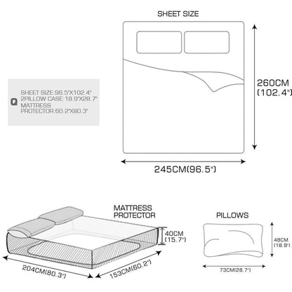 Queen / King / Super King 4 Piece Bed Sheet Set Flat Fitted Pillowcase