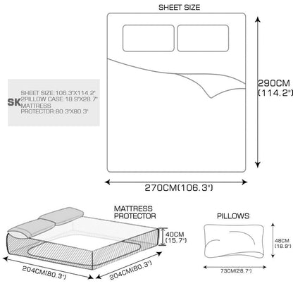 Queen / King / Super King 4 Piece Bed Sheet Set Flat Fitted Pillowcase