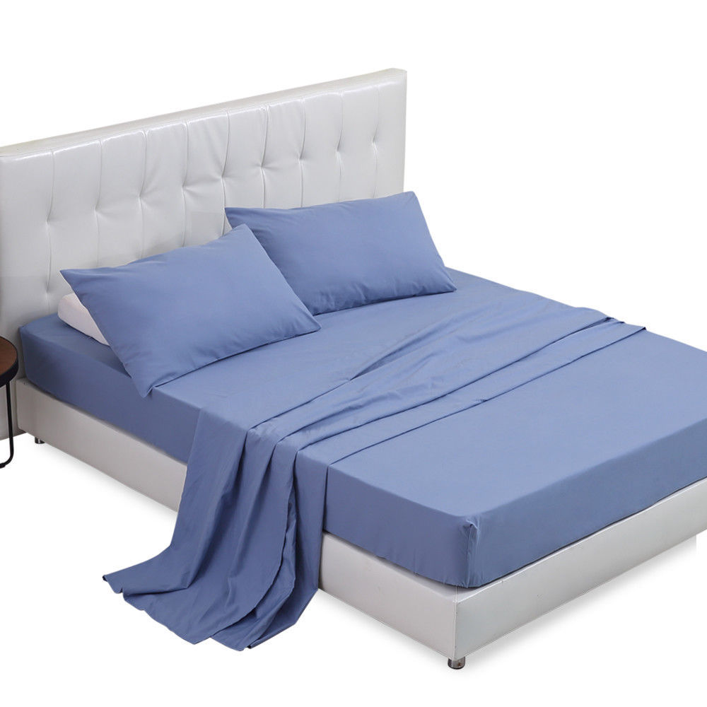 Queen / King / Super King 4 Piece Bed Sheet Set Flat Fitted Pillowcase