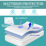 Fitted Waterproof Mattress Protector with Bamboo Fibre Cover Double Size