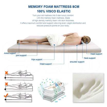 8cm Bedding Cool Gel Memory Foam Bed Mattress Topper Bamboo Cover Double