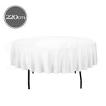 1 Pc 220cm White Round Fitted Tableclothes Hemmed Edges Trestle Event Wedding