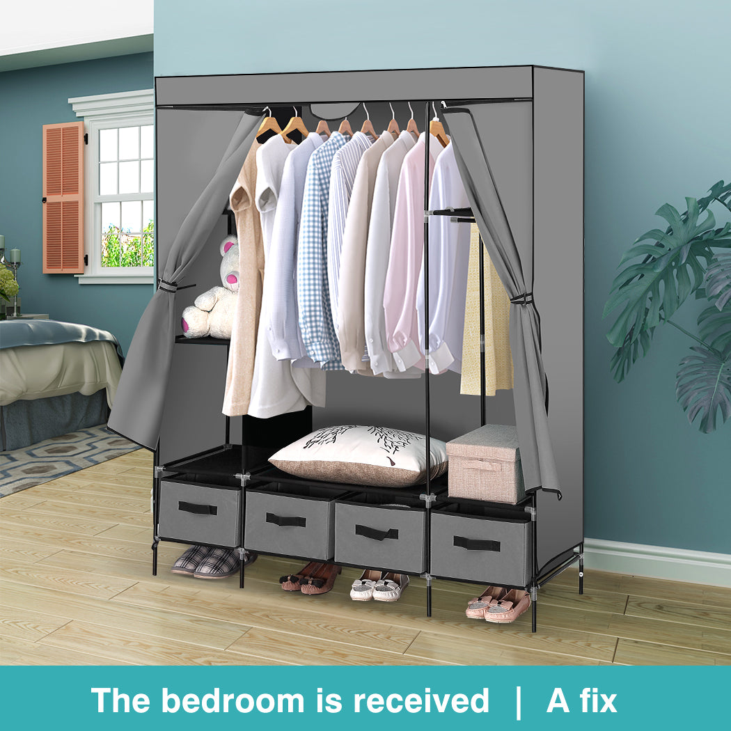 Portable Wardrobe 4 Drawers Large Storage Cabinet Organiser Shelf Rack