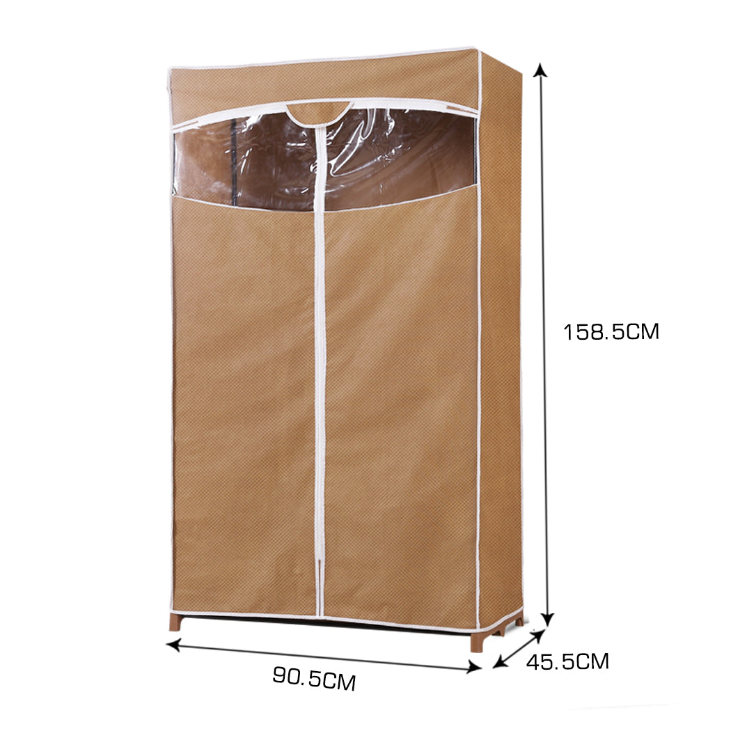 Portable Wardrobe Clothes Closet Storage Cabinet Organiser With Rail
