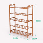 2x 5 Tier Bamboo Shoe Rack Shoes Organizer Storage Shelves Stand Shelf