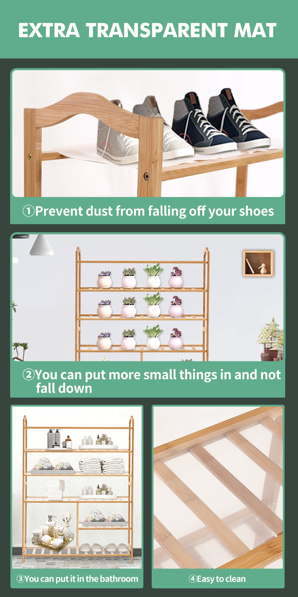 Bamboo Shoe Rack Storage Wooden Organizer Shelf Stand 6 Tiers Layers 80cm