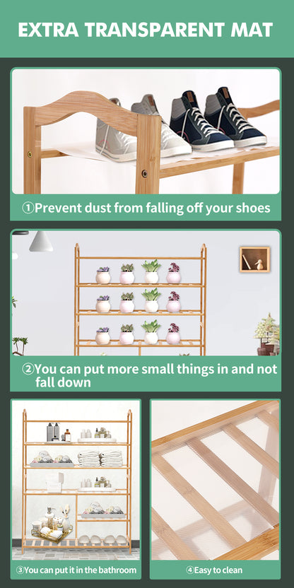 Bamboo Shoe Rack Storage Wooden Organizer Shelf Stand 6 Tiers Layers 80cm