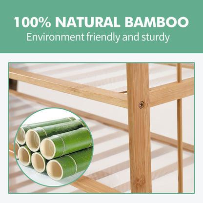 Bamboo Shoe Rack Storage Wooden Organizer Shelf Stand 6 Tiers Layers 80cm
