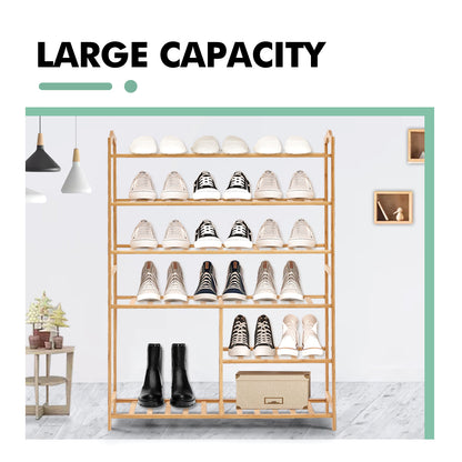 Bamboo Shoe Rack Storage Wooden Organizer Shelf Stand 6 Tiers Layers 80cm
