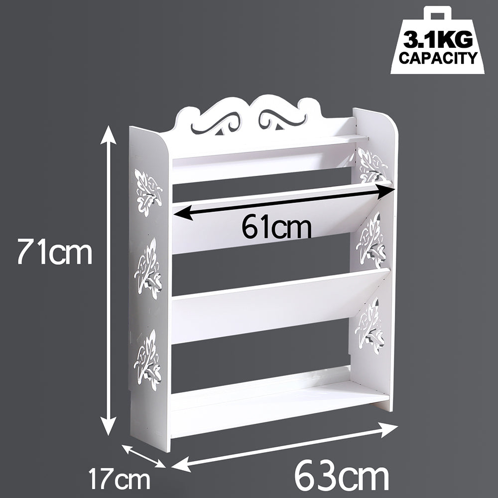 4 Tiers 63 Width Tilt Chic Hollow Shoe Rack Stand Storage Organiser Shelf