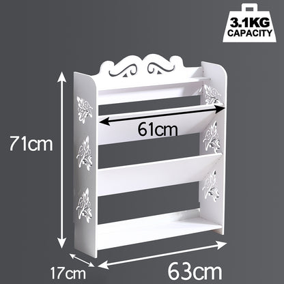4 Tiers 63 Width Tilt Chic Hollow Shoe Rack Stand Storage Organiser Shelf
