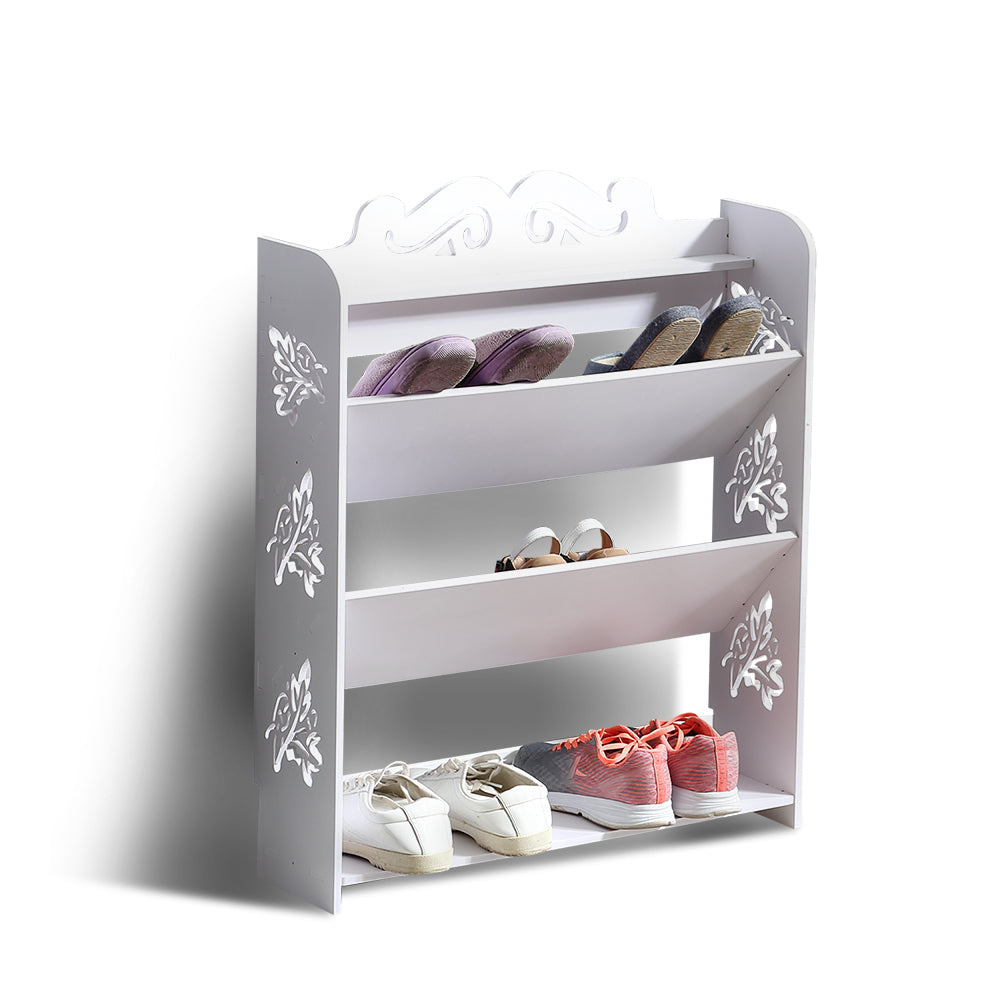 4 Tiers 63 Width Tilt Chic Hollow Shoe Rack Stand Storage Organiser Shelf