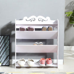 4 Tiers 63 Width Tilt Chic Hollow Shoe Rack Stand Storage Organiser Shelf