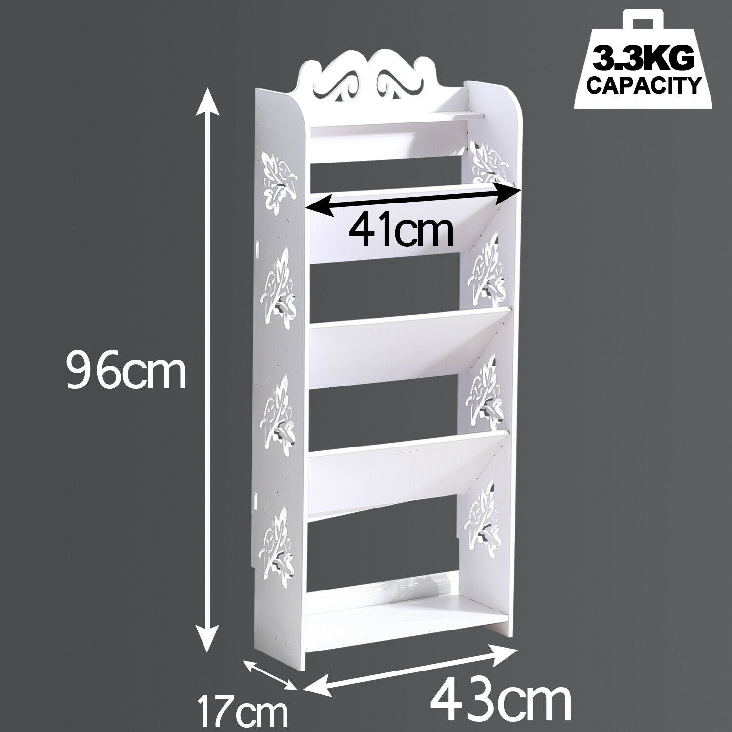 5 Tiers 43 Width Tilt Chic Hollow Shoe Rack Stand Storage Organiser Shelf
