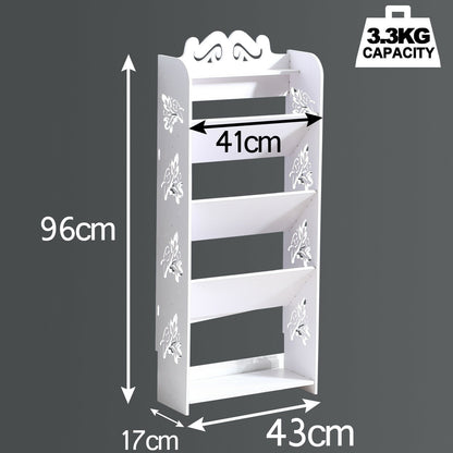 5 Tiers 43 Width Tilt Chic Hollow Shoe Rack Stand Storage Organiser Shelf