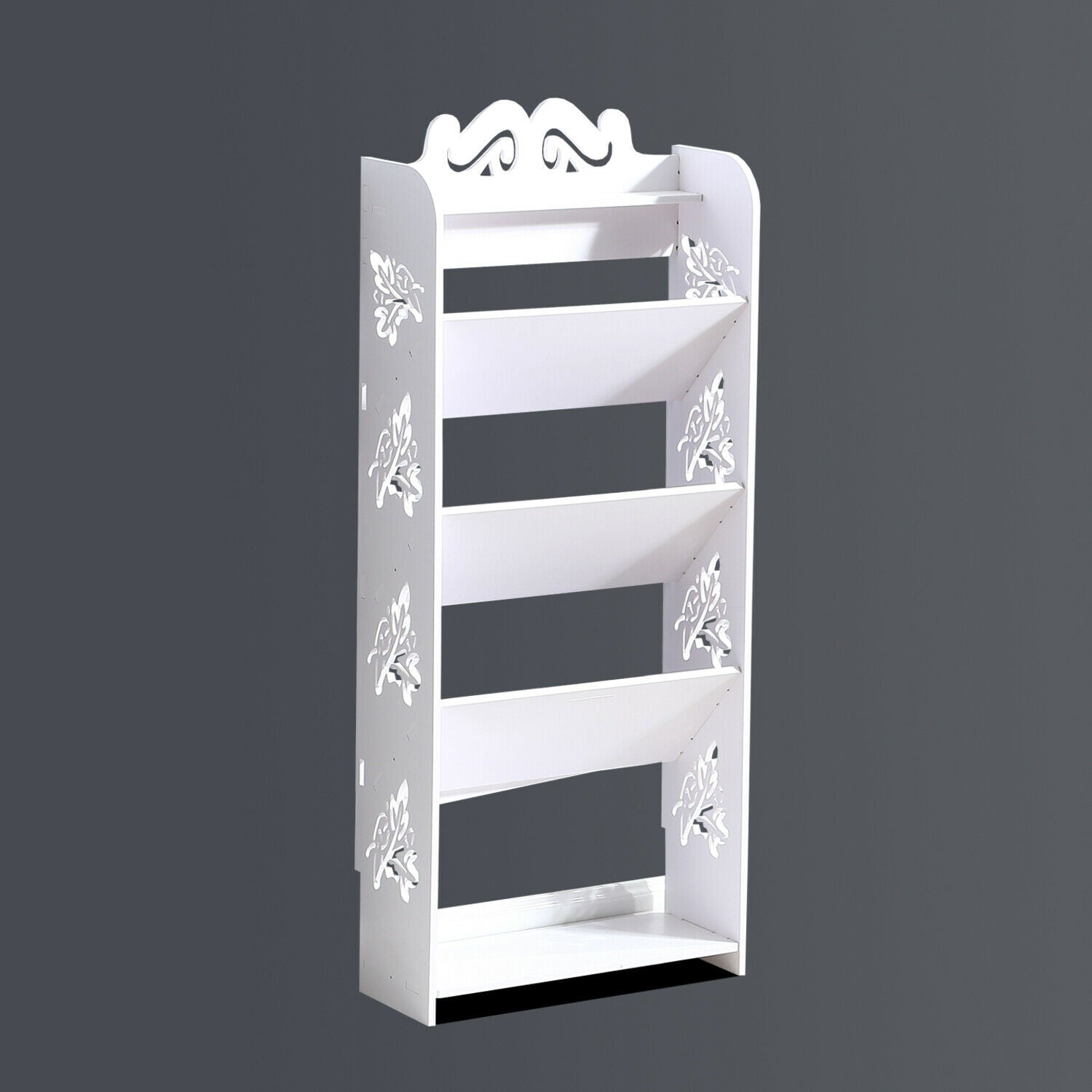 5 Tiers 43 Width Tilt Chic Hollow Shoe Rack Stand Storage Organiser Shelf