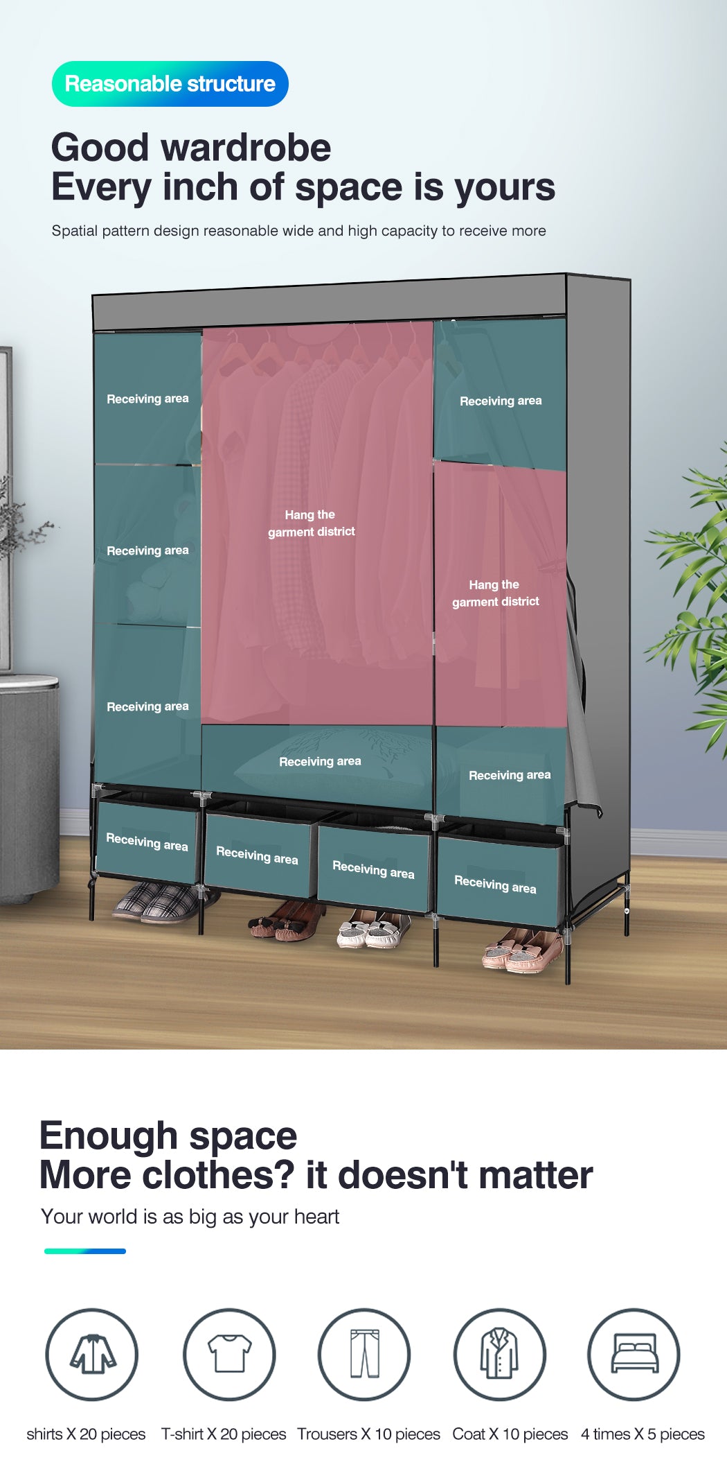 Portable Wardrobe 4 Drawers Large Storage Cabinet Organiser Shelf Rack