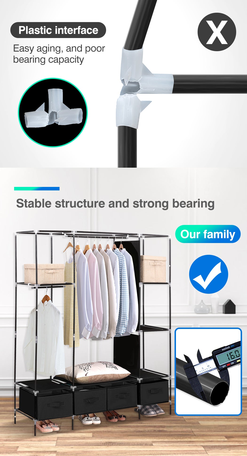 Stylish and elegant 4 Drawers portable wardrobe