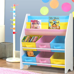 Kids Bookshelf Toy Storage Organizer Bookcase 2 Tiers - Melbourne Home & Living