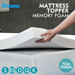 7cm Memory Foam Bed Mattress Topper Polyester Underlay Cover Single