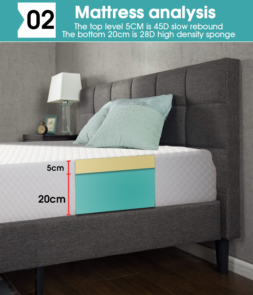 Memory Foam Mattress Topper 25cm Comfort  Washable Cover King