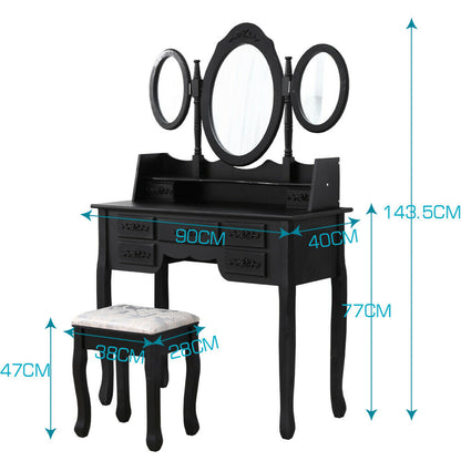 Dressing Table Stool Mirror Drawer Cabinet Jewellery Organizer Bedroom