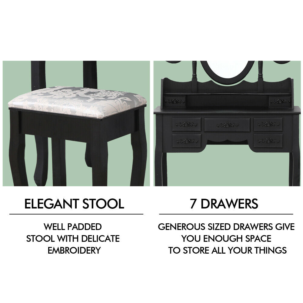 Dressing Table Stool Mirror Drawer Cabinet Jewellery Organizer Bedroom