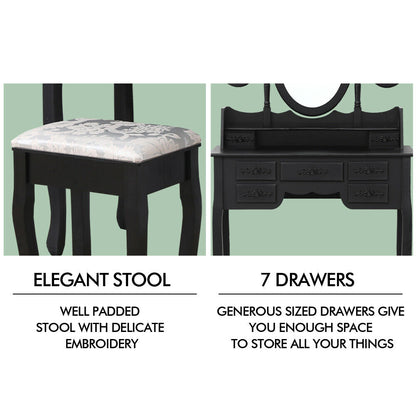 Dressing Table Stool Mirror Drawer Cabinet Jewellery Organizer Bedroom