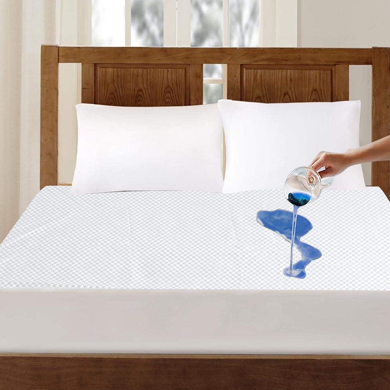Mattress Protector Topper Polyester Cool Fitted Cover Waterproof Queen