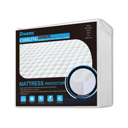 Mattress Protector Topper Polyester Cool Fitted Cover Waterproof Queen