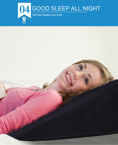 2x Cool Gel Memory Foam Bed Wedge Pillow Cushion Neck Back Support Sleep Cover - 61×61×30cm