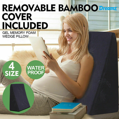 Cool Gel Memory Foam Bed Wedge Pillow Cushion Neck Back Support Sleep with Cover-eg0134-10eg0134-25