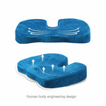 Seat Cushion Memory Foam Lumbar Back Support Orthoped Office Pain Relief Blue