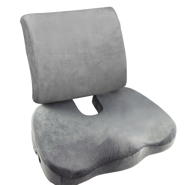  Memory Foam Seat Cushion Lumbar Back Support Orthoped Office Pain Relief Grey