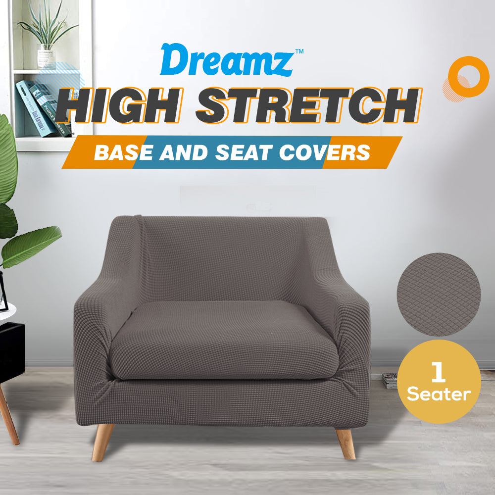 Couch Sofa Seat Covers Stretch Protectors Slipcovers 1 Seater Chocolate
