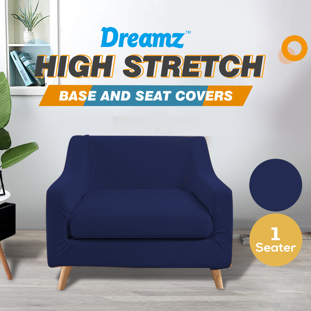 Couch Sofa Seat Covers Stretch Protectors Slipcovers 1 Seater Navy