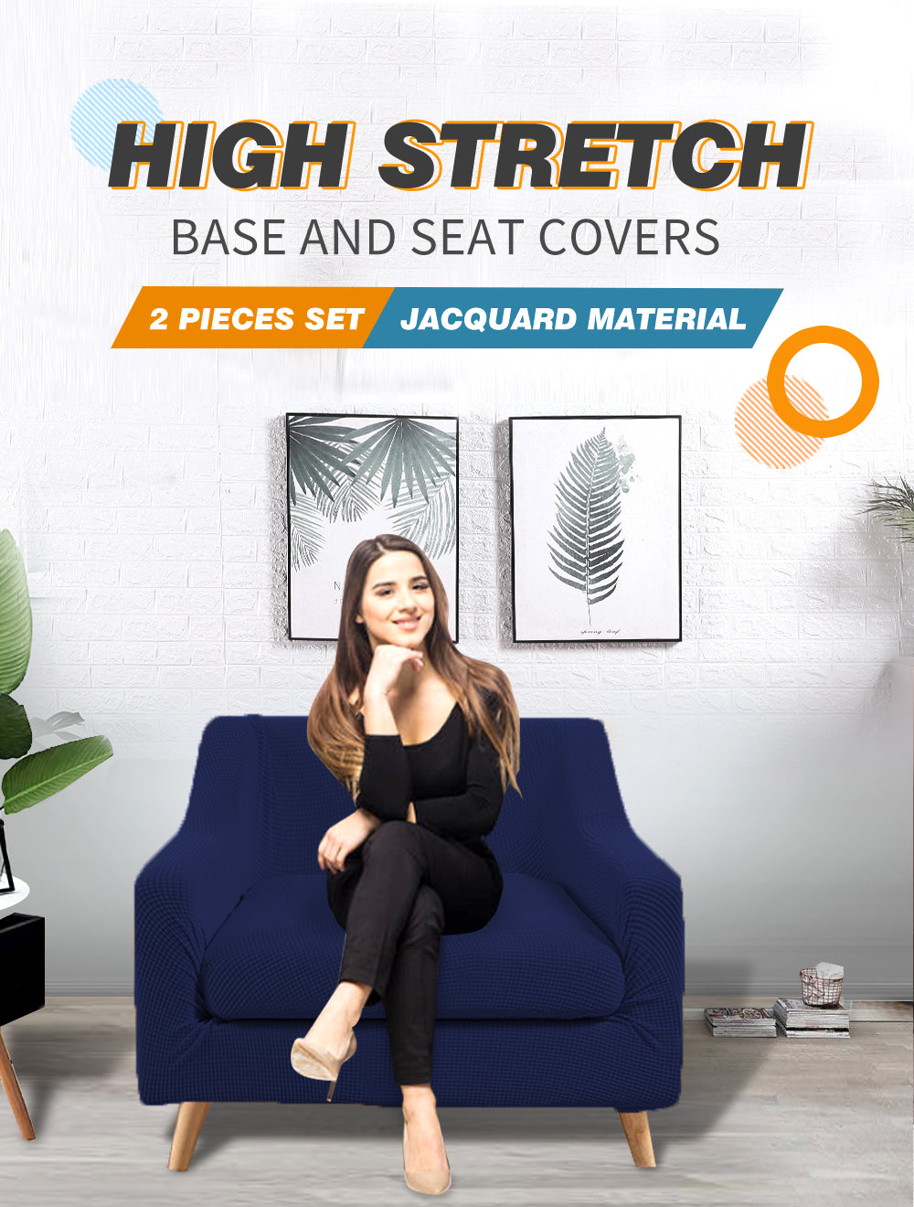 Couch Sofa Seat Covers Stretch Protectors Slipcovers 1 Seater Navy
