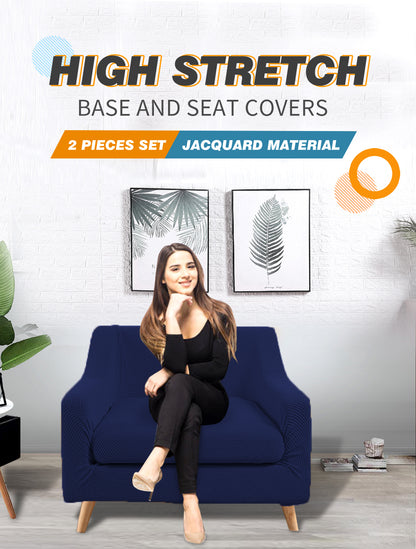 Couch Sofa Seat Covers Stretch Protectors Slipcovers 1 Seater Navy
