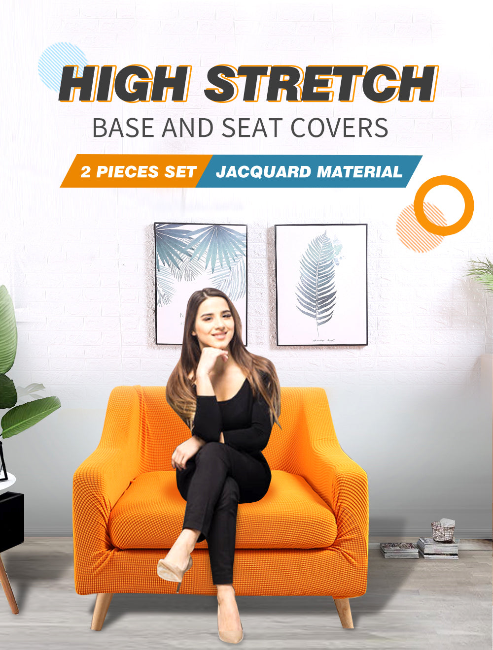 Couch Sofa Seat Covers Stretch Protectors Slipcovers 1 Seater Orange