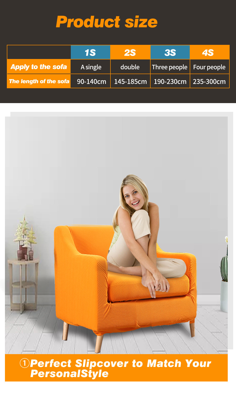 Couch Sofa Seat Covers Stretch Protectors Slipcovers 1 Seater Orange
