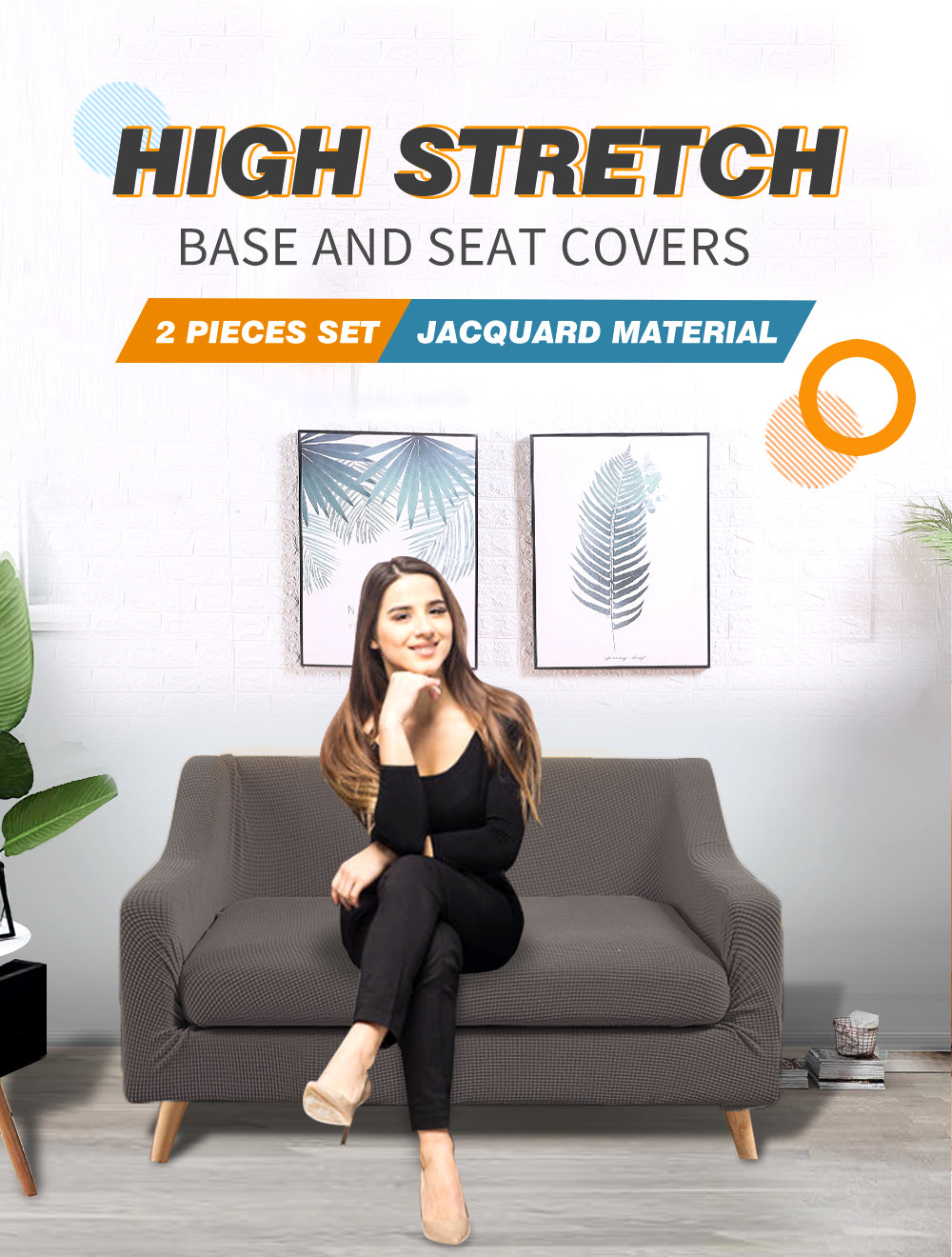 Couch Sofa Seat Covers Stretch Protectors Slipcovers 2 Seater Chocolate