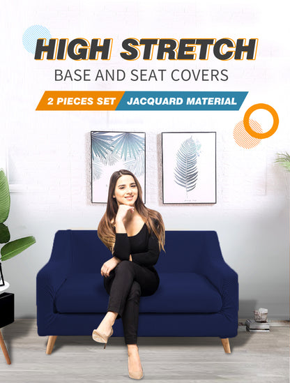 Couch Sofa Seat Covers Stretch Protectors Slipcovers 2 Seater Navy