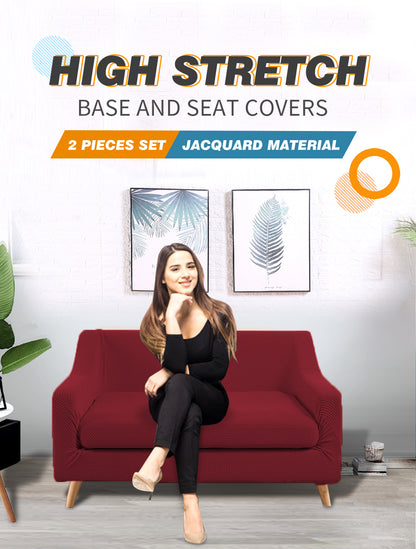 Couch Sofa Seat Covers Stretch Protectors Slipcovers 2 Seater Wine